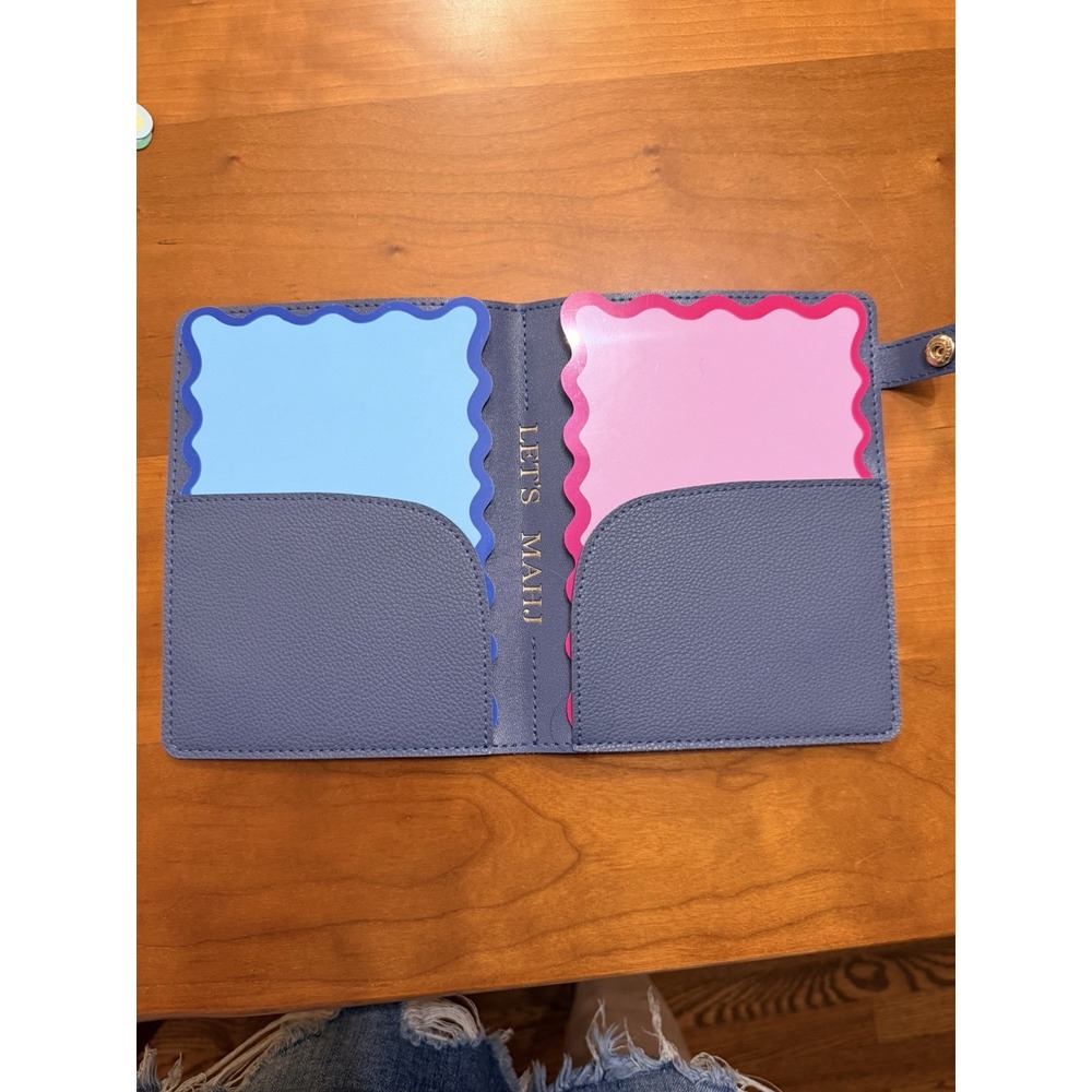 LET'S MAHJ Faux Leather Mahjong Organizer Cover, Blue Snap Closure, Pockets